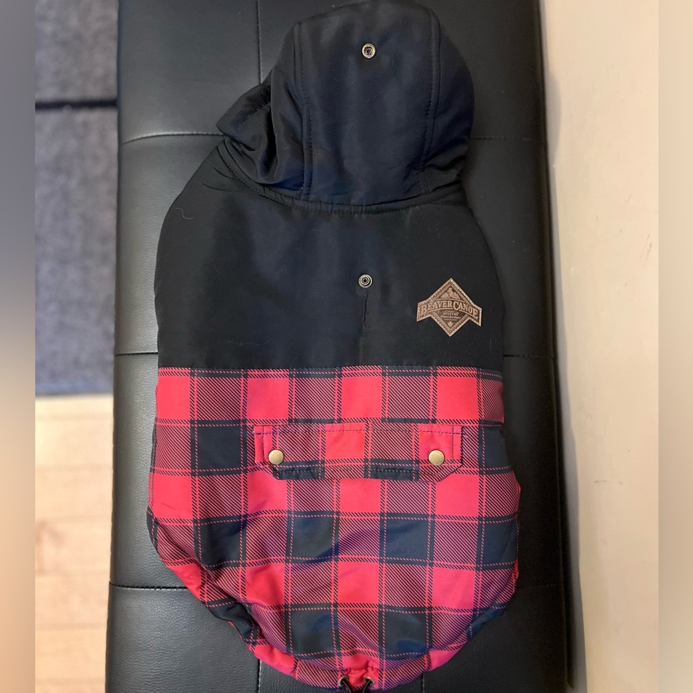 Plaid Beaver Canoe dog winter jacket in L/G